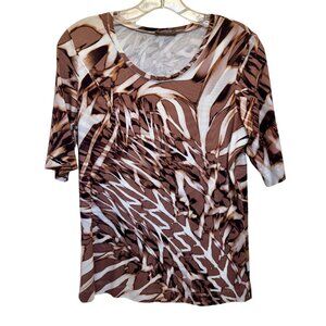 Basler Top, Marrakesh print, rust/off white, Elbow Sleeve Sz 36/Small